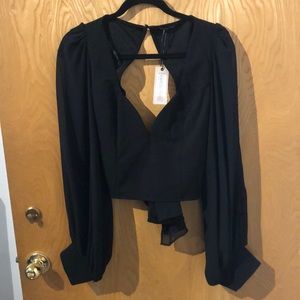 Robertson & rodeo black tie back crop top